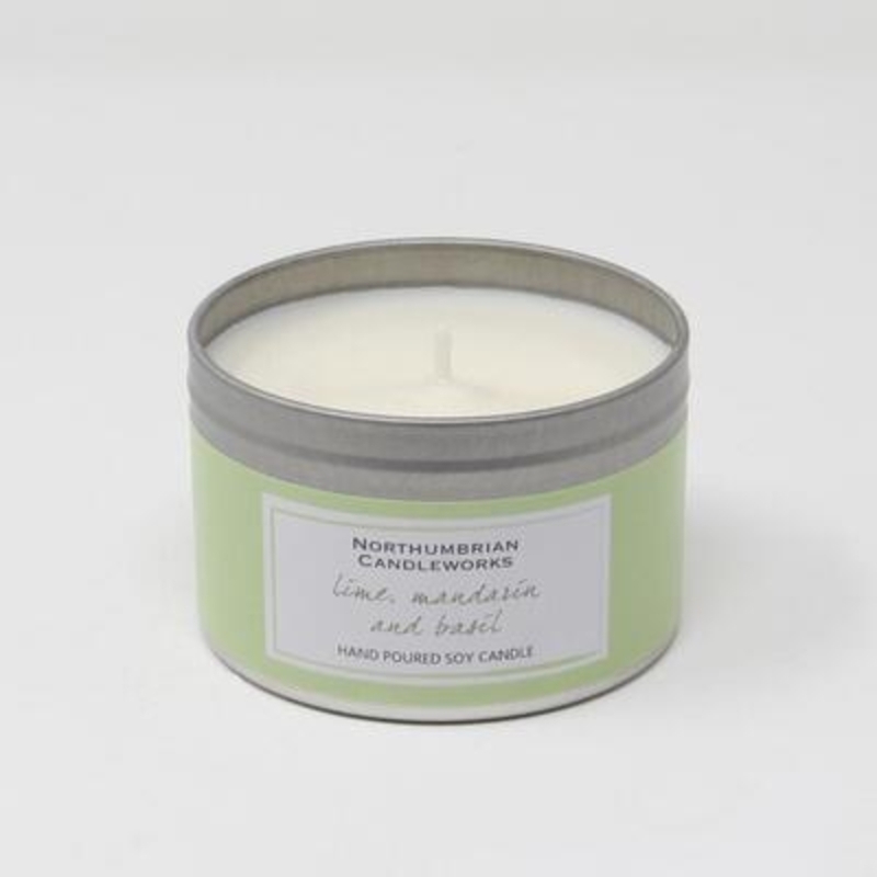 Lime Mandarin and Basil is a truly stylish fragrance. Uplifting notes of basil are blended beautifully with the sharper citrus top notes of lime and mandarin for an exquisite and fresh aroma. The elegant design and neutral colours means this Lime Mandarin and Basil scented candle in a tin is a perfect addition for any room in your home. The large candle tin really does look as good as it smells and will sit beautifully on a shelf or coffee table or window sill. The choice is yours.